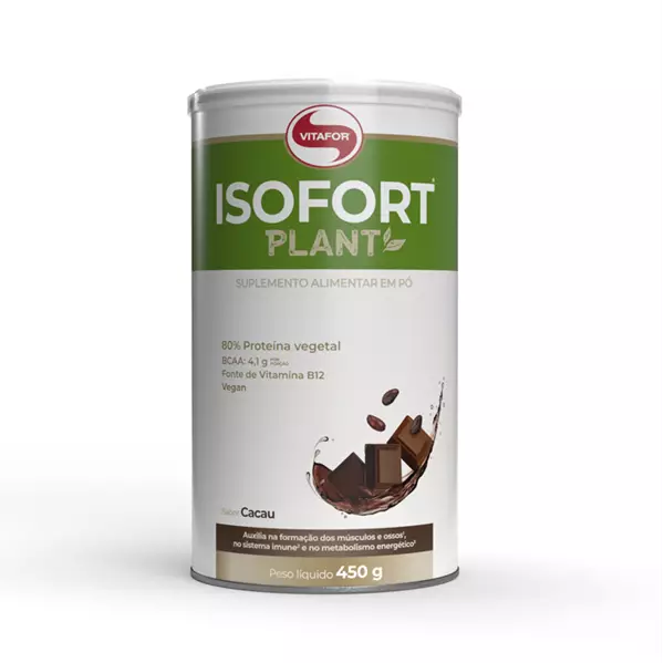 Proteína Vegetal Isolada - Isofort Plant Cacau 450g - Vitafor Proteína Vegetal Isolada - Isofort Plant Cacau 450g - Vitafor