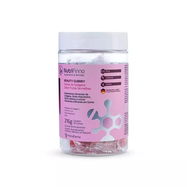 NutriFinno Beauty Gummy - Gomas de Colágeno Sabor Frutas Vermelhas - 30 Gomas - Finnofarma NutriFinno Beauty Gummy - Gomas de Colágeno Sabor Frutas Vermelhas - 30 Gomas - Finnofarma