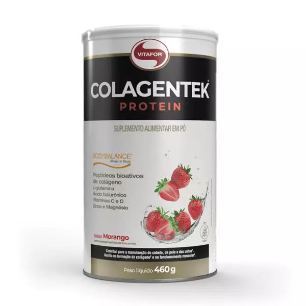 Colagentek Protein c/ Bodybalance - Morango - 460g - Vitafor Colagentek Protein c/ Bodybalance - Morango - 460g - Vitafor